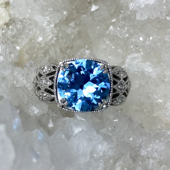 Tacori Jewelry - Tacori Sterling Blue Topaz CZ Filigree Ring